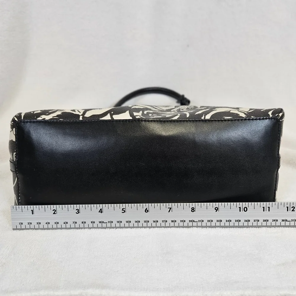 Kate Spade‎ Rose Floral Print Satchel Black White Rachel Crossbody Bag